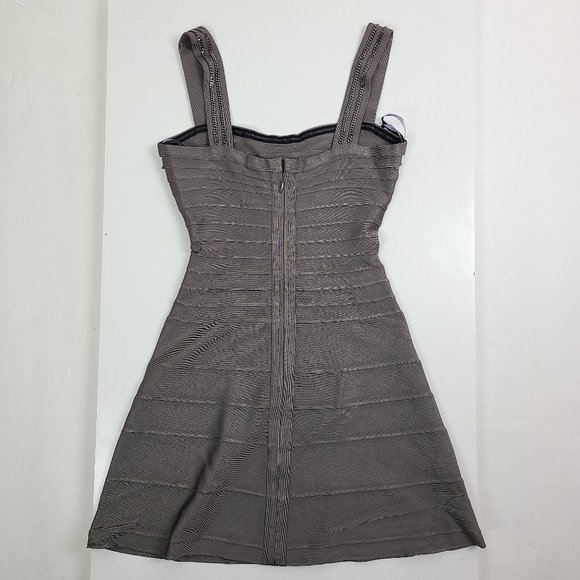 HERVE LEGER Gray Chain Trim Bandage Mini Dress - Picture 4 of 4
